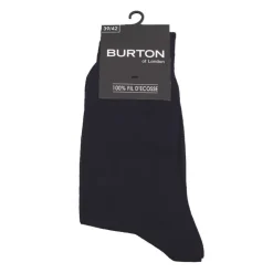 BURTON OF LONDON 1 paire de chaussettes oliviero 100% fil d'ecosse Homme BLEU FONCE Outlet