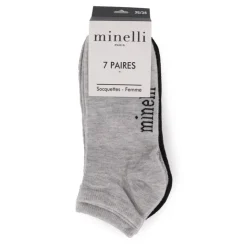 MINELLI 7 paires de socquettes rafika t 36/38 - 39/41 Femme GRIS Discount