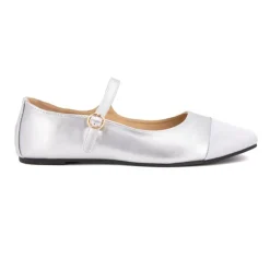BURTON OF LONDON Ballerines à brides bi matiere kinda Femme ARGENT Discount