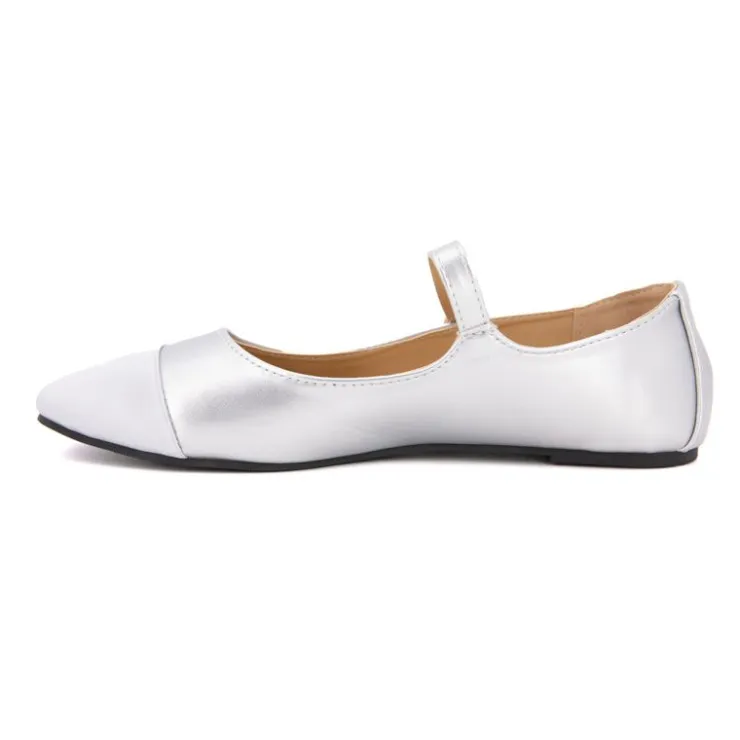 BURTON OF LONDON Ballerines à brides bi matiere kinda Femme ARGENT Discount