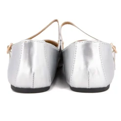 BURTON OF LONDON Ballerines à brides bi matiere kinda Femme ARGENT Discount