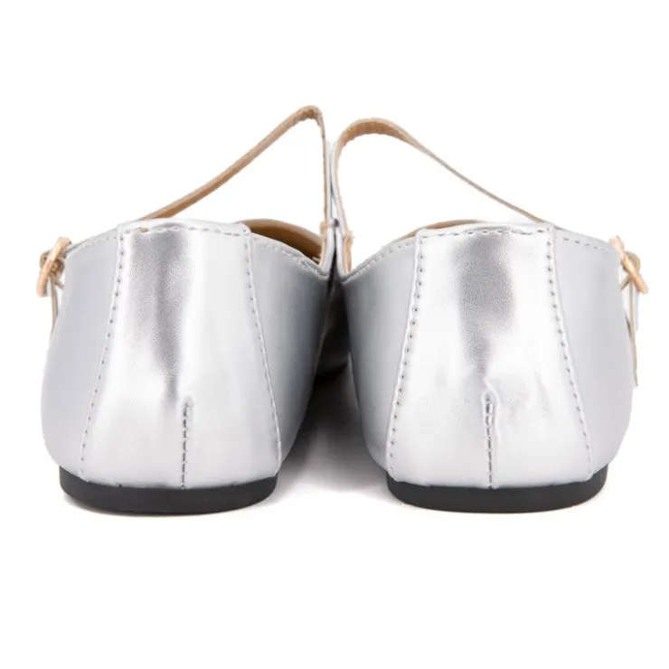 BURTON OF LONDON Ballerines à brides bi matiere kinda Femme ARGENT Discount