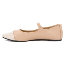BURTON OF LONDON Ballerines à brides bi matiere kinda Femme MARRON CLAIR New