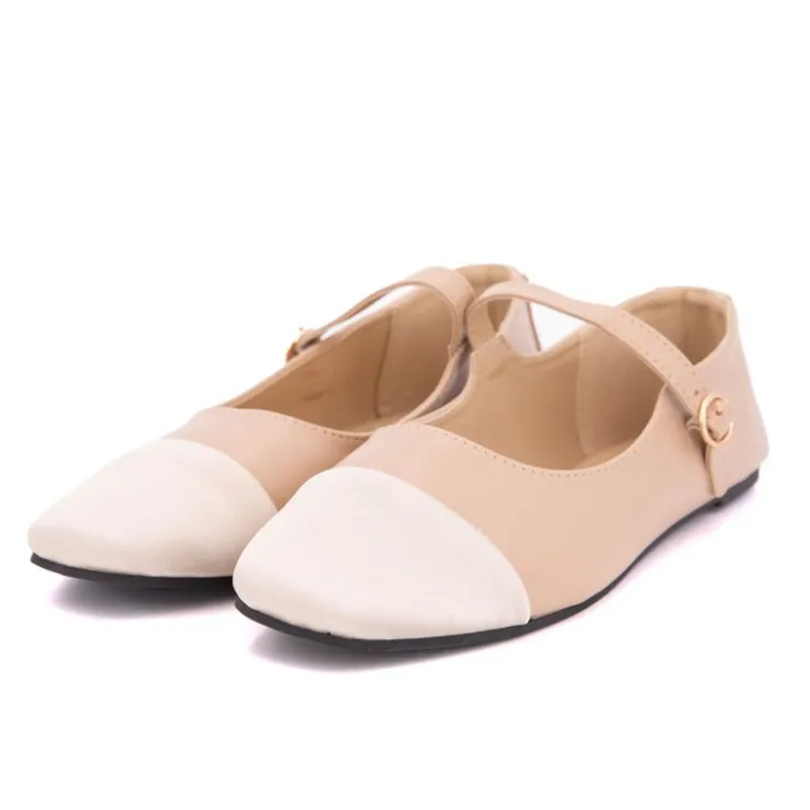 BURTON OF LONDON Ballerines à brides bi matiere kinda Femme MARRON CLAIR New