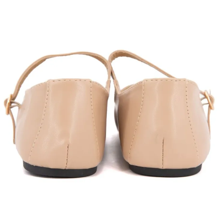 BURTON OF LONDON Ballerines à brides bi matiere kinda Femme MARRON CLAIR New