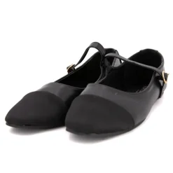 BURTON OF LONDON Ballerines à brides bi matiere kinda Femme NOIR