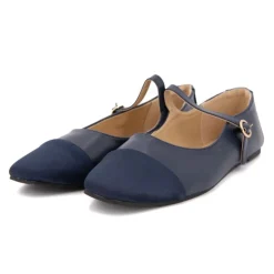 BURTON OF LONDON Ballerines à brides bi matiere kinda Femme BLEU FONCE Online