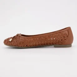 US POLO Ballerines julia tissées logo écusson relief Femme MARRON Discount