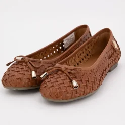 US POLO Ballerines julia tissées logo écusson relief Femme MARRON Discount