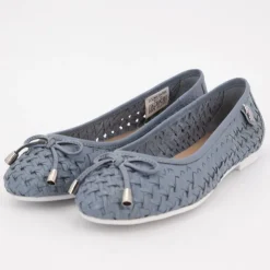 US POLO Ballerines julia tissées logo écusson relief Femme BLEU