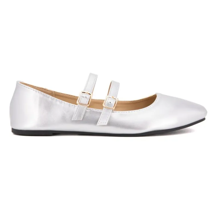BURTON OF LONDON Ballerines zayanita double brides avec boucles Femme ARGENT Sale