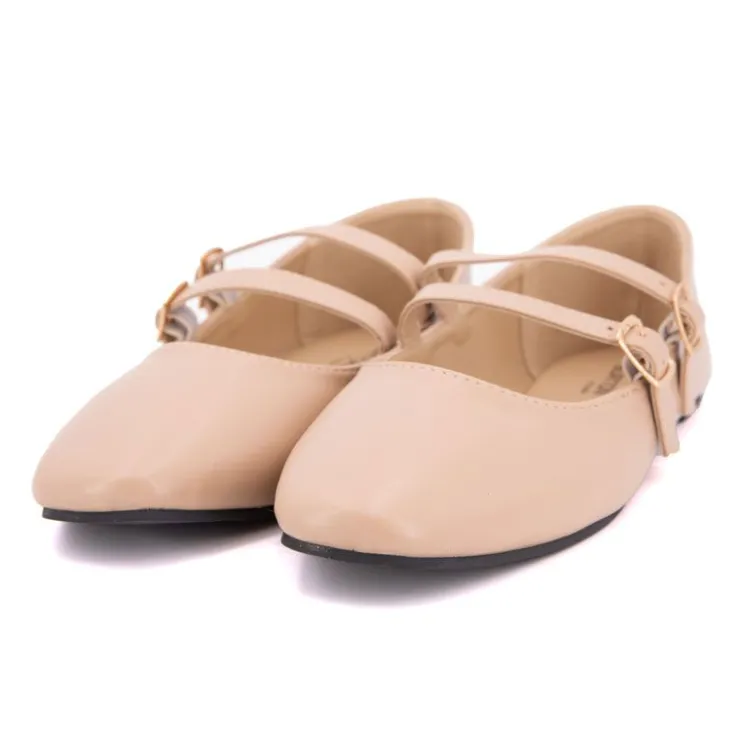 BURTON OF LONDON Ballerines zayanita double brides avec boucles Femme MARRON CLAIR Online