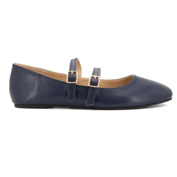 BURTON OF LONDON Ballerines zayanita double brides avec boucles Femme BLEU FONCE Hot