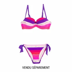CHERRY BEACH Bas de maillot de bain rayé multicolore Femme ROSE Hot