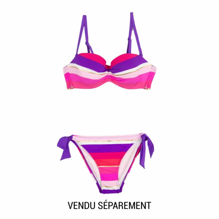 CHERRY BEACH Bas de maillot de bain rayé multicolore Femme ROSE Hot