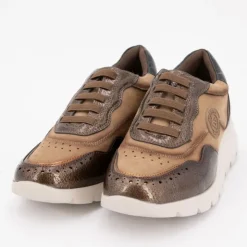 AMARPIES Basket compensé brillant à lacet Femme MARRON Discount