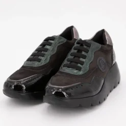 AMARPIES Basket compensé brillant à lacet Femme NOIR Discount