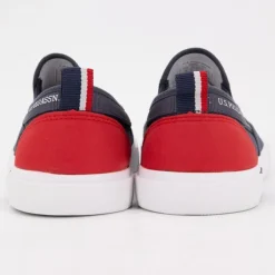 US POLO Baskets à enfiler tissu uni semelle blanche Homme BLEU FONCE