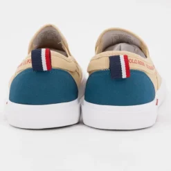 US POLO Baskets à enfiler tissu uni semelle blanche Homme BEIGE Online