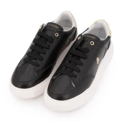 US POLO Baskets à lacets blancs semelle épaisse blanche Femme NOIR