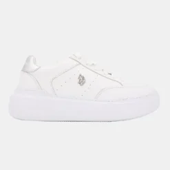 US POLO Baskets à lacets s semelle épaisse he Femme BLANC Discount