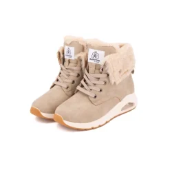 BURTON OF LONDON Baskets à lacets doublure fourrée ysma Femme BEIGE Discount
