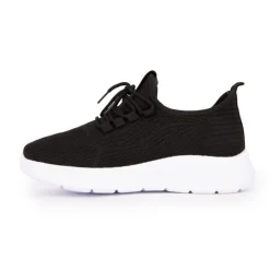 KELARA Baskets à lacets en tissu semelle épaisse blanche Femme NOIR Clearance