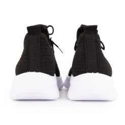 KELARA Baskets à lacets en tissu semelle épaisse blanche Femme NOIR Clearance