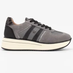 KEYS Baskets à lacets silvia cuir semelle compensée imprimé léopard Femme GRIS Best