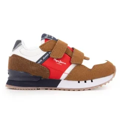 PEPE JEANS Baskets à scratch london nut brown suédine Enfant MARRON Discount