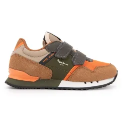PEPE JEANS Baskets à scratch london nut brown suédine Enfant ORANGE Sale