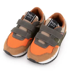 PEPE JEANS Baskets à scratch london nut brown suédine Enfant ORANGE Sale