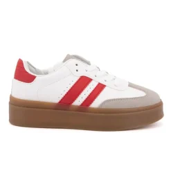 BURTON OF LONDON Baskets à semelle gomme sterna double bandes Femme BLANC Online