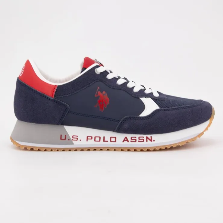 US POLO Baskets Aster bi color marine rouge lacets blancs Homme BLEU FONCE Best