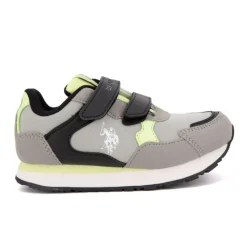 US POLO Baskets avec scratch imprimé logo Enfant GRIS Sale