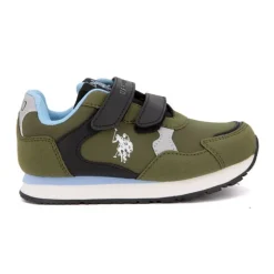 US POLO Baskets avec scratch imprimé logo Enfant KAKI Outlet