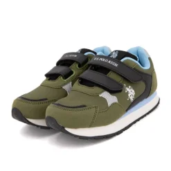 US POLO Baskets avec scratch imprimé logo Enfant KAKI Outlet