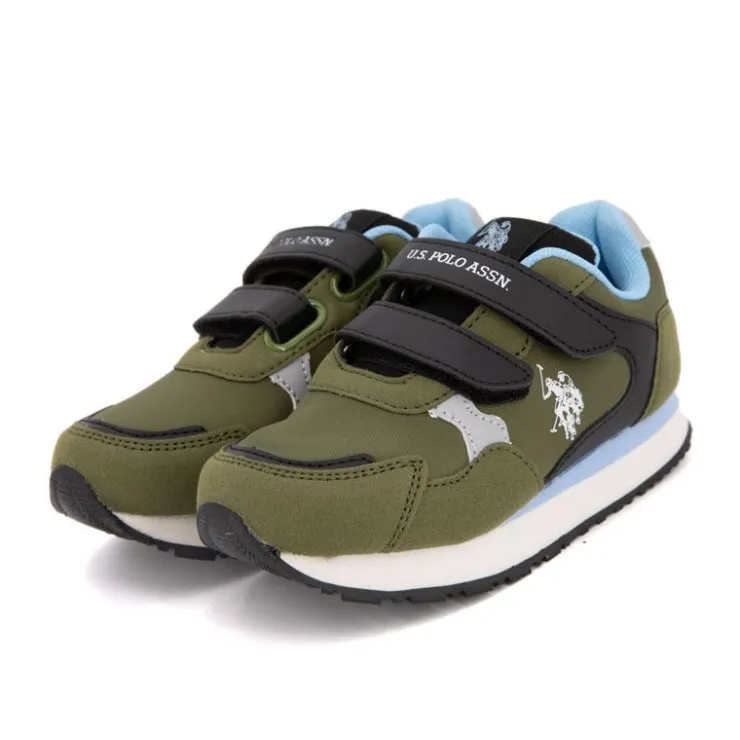 US POLO Baskets avec scratch imprimé logo Enfant KAKI Outlet