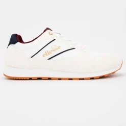 ELLESSE Baskets basses à lacets bi matière effet daim et similicuir lisse Homme BLANC