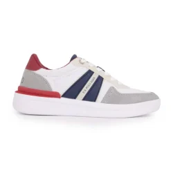 US POLO Baskets basses bleu rouge à lacets Homme BLANC