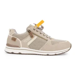 DOCKERS BY GERLI Baskets basses en toile avec fermeture éclair tissu chiné Homme BEIGE Hot