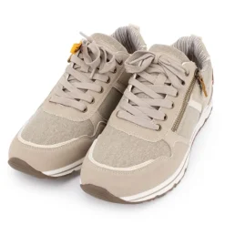 DOCKERS BY GERLI Baskets basses en toile avec fermeture éclair tissu chiné Homme BEIGE Hot