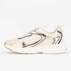 LE TEMPS DES CERISES Baskets basses gold toile avec lacets à motifs Femme BLANC ECRU Hot