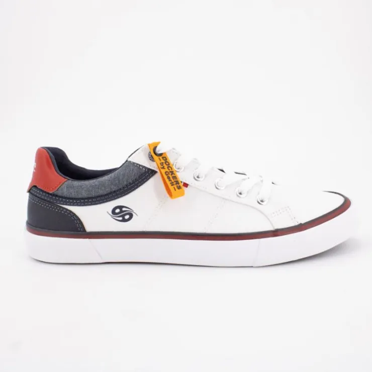 DOCKERS BY GERLI Baskets basses toile couleur bleu marine à lacets Homme BLANC Online