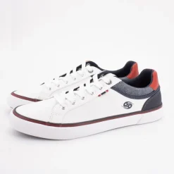 DOCKERS BY GERLI Baskets basses toile couleur bleu marine à lacets Homme BLANC Online