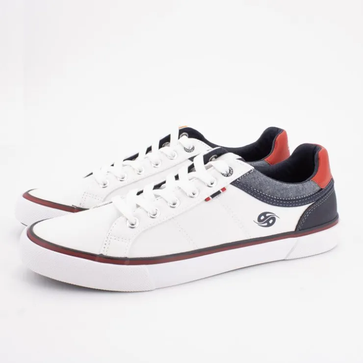 DOCKERS BY GERLI Baskets basses toile couleur bleu marine à lacets Homme BLANC Online