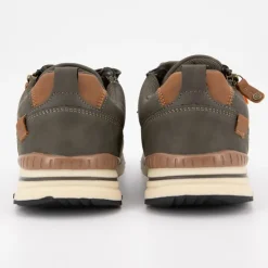 DOCKERS BY GERLI Baskets basses zippées à lacets semelle blanche Homme KAKI Clearance