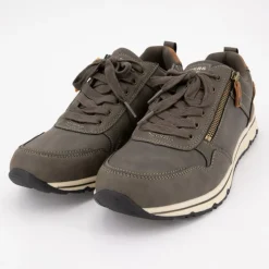 DOCKERS BY GERLI Baskets basses zippées à lacets semelle blanche Homme KAKI Clearance