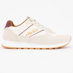 ELLESSE Baskets beige à lacets avec empiècement coloré semelle crantée Femme BLANC ECRU Discount