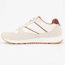 ELLESSE Baskets beige à lacets avec empiècement coloré semelle crantée Femme BLANC ECRU Discount